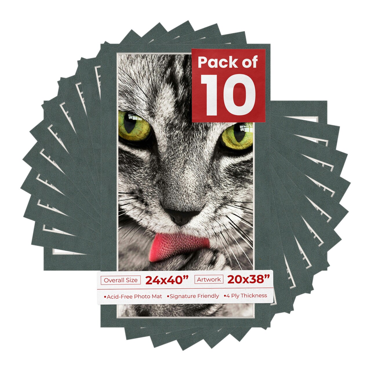 Dark Grey Suede Mat Board for 24x40 Frames - Fits 20x38 Photos